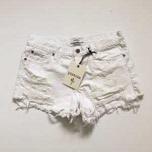 Pistola white distressed women’s jean shorts